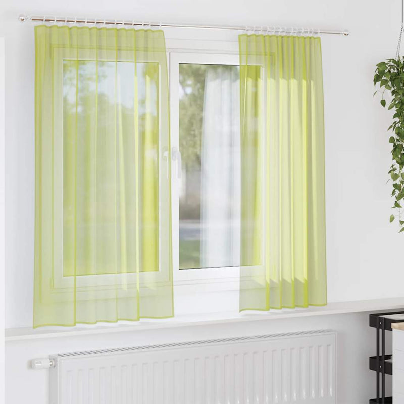 Chargez l'image dans la visionneuse de la galerie, Vidaxl gordijnen voile met roedezakken 2 st appelgroen