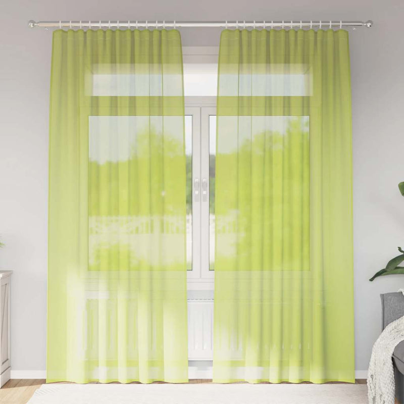 Chargez l'image dans la visionneuse de la galerie, Vidaxl gordijnen voile met roedezakken 2 st appelgroen