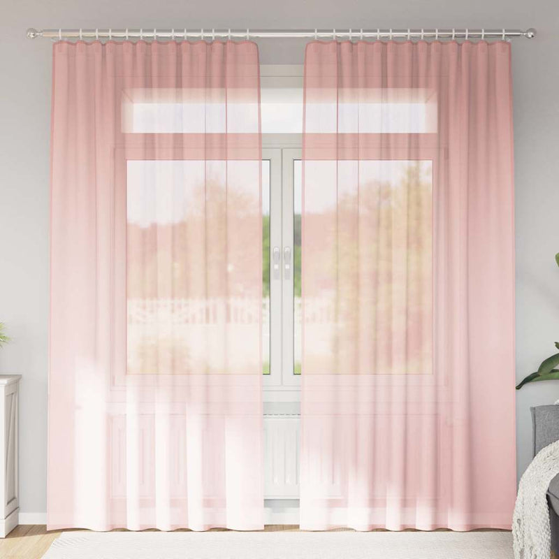 Afbeelding laden in galerijviewer, Vidaxl gordijnen voile met roedezakken 2 st roze