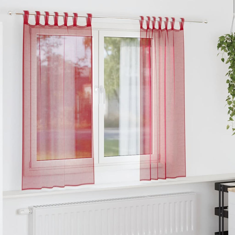 ギャラリービューアに画像をロードする, Vidaxl gordijnen voile met roedezakken 2 st wijnrood