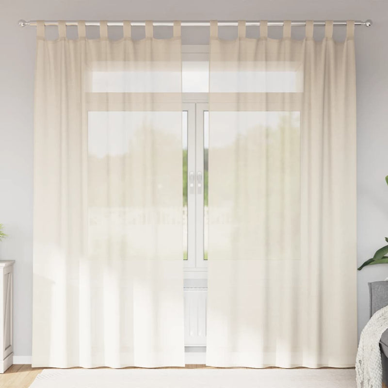 ギャラリービューアに画像をロードする, Vidaxl gordijnen voile met tab top 2 st crèmekleurig