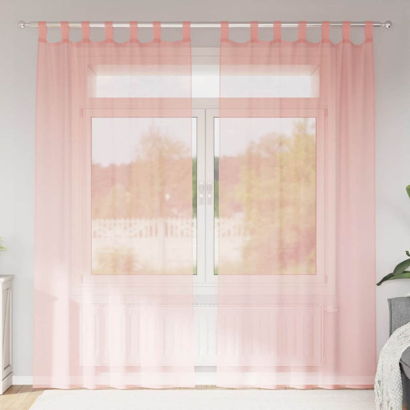 Afbeelding laden in galerijviewer, Vidaxl gordijnen met lussen 2 st 140x245 cm roze