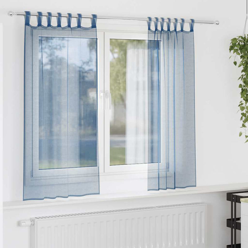 ギャラリービューアに画像をロードする, Vidaxl gordijnen voile met lussen 2 st 140x140 cm koningsblauw