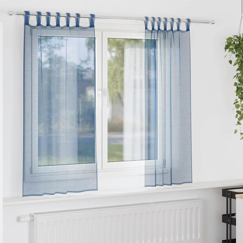 ギャラリービューアに画像をロードする, Vidaxl gordijnen voile met lussen 2 st 140x175 cm koningsblauw