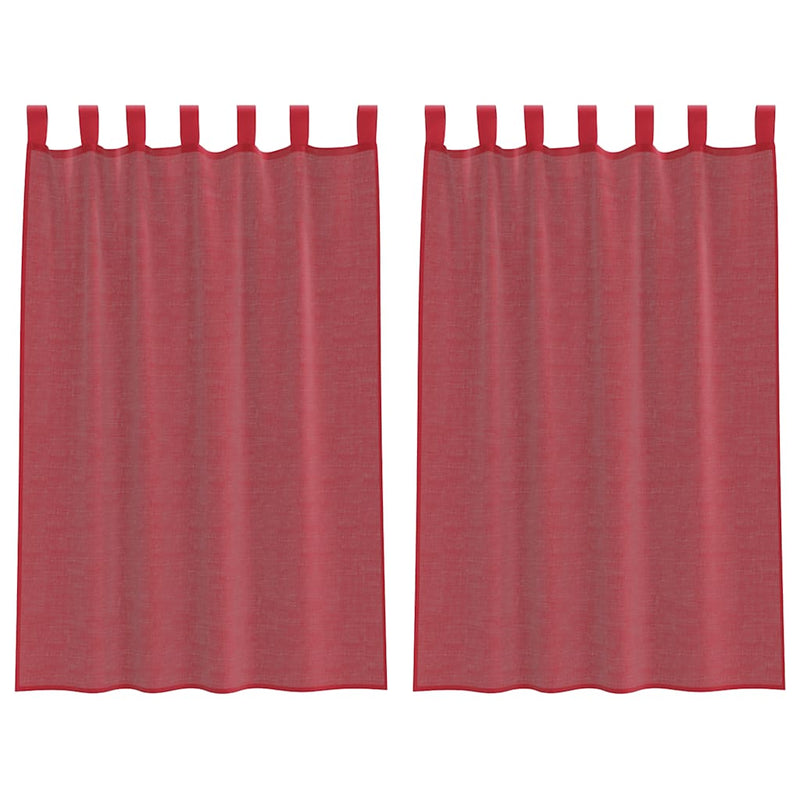 Afbeelding laden in galerijviewer, Vidaxl gordijnen voile met lussen 2 st 140x175 cm wijnrood