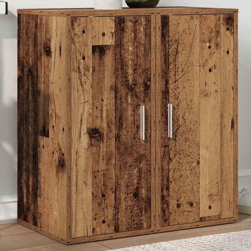 Load image into Gallery viewer, Vidaxl schoenenkasten 2 st 32x35x70 cm bewerkt hout oud houtkleurig