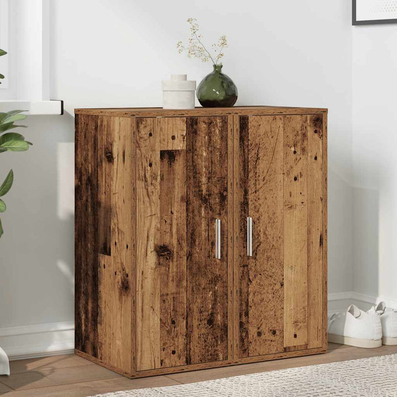 Load image into Gallery viewer, Vidaxl schoenenkasten 2 st 32x35x70 cm bewerkt hout oud houtkleurig