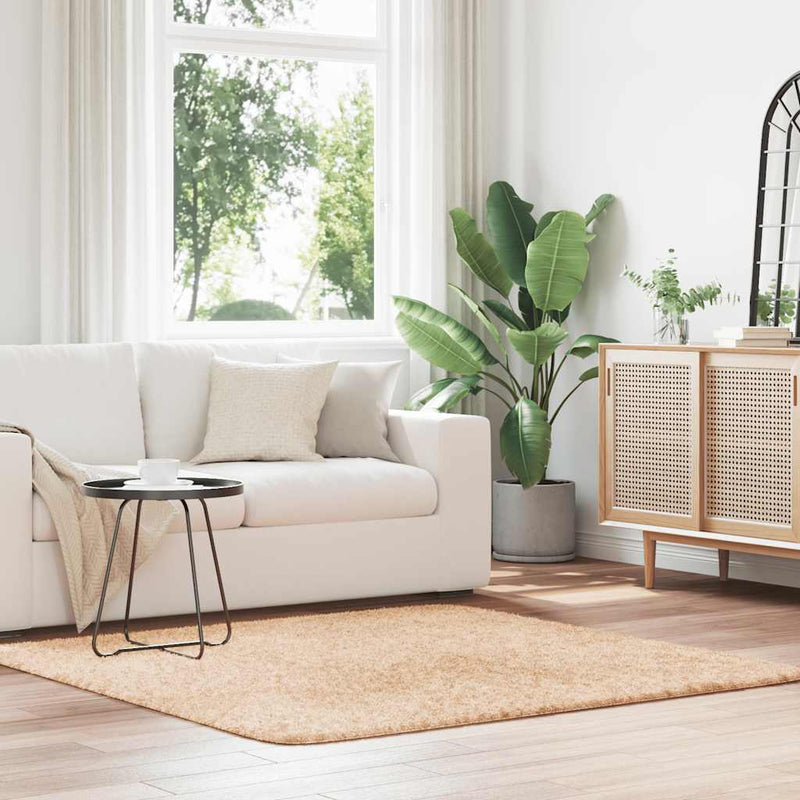 Afbeelding laden in galerijviewer, Vidaxl hoogpolig vloerkleed navarra 160x160 cm polyester beige