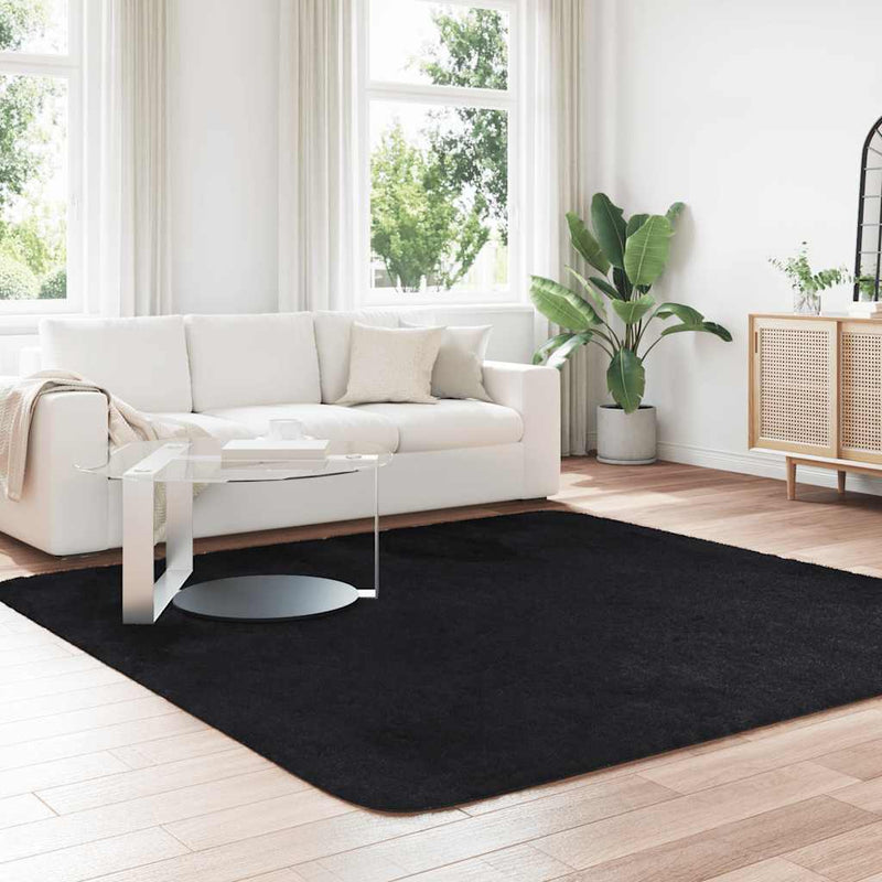 Afbeelding laden in galerijviewer, Vidaxl hoogpolig vloerkleed navarra 240x240 cm polyester zwart