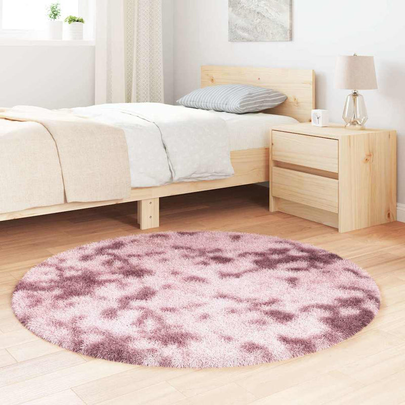 Afbeelding laden in galerijviewer, Vidaxl hoogpolig vloerkleed navarra 120x120 cm polyester stoffig roze