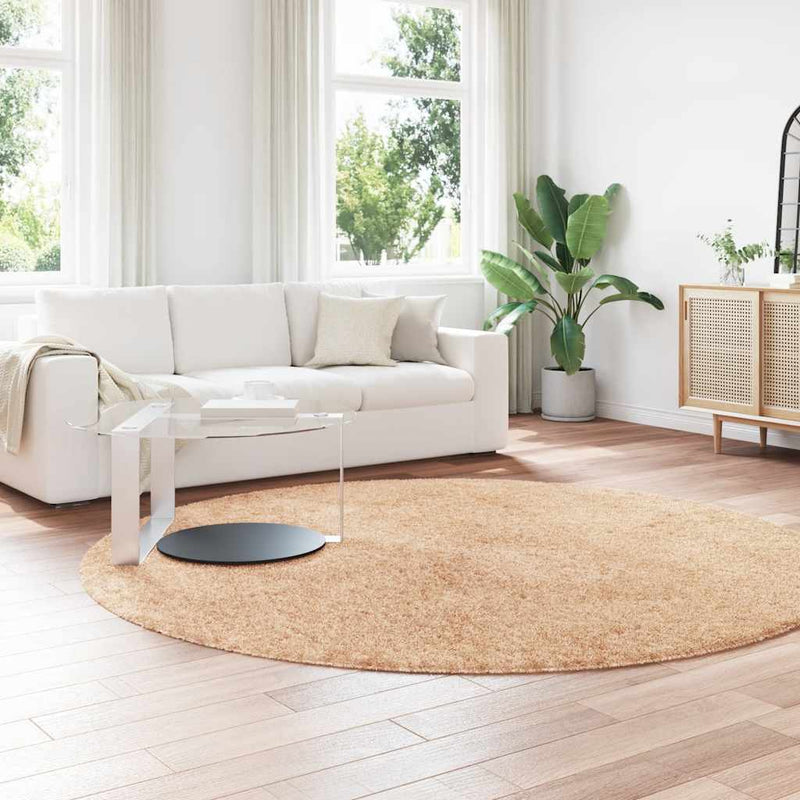 Afbeelding laden in galerijviewer, Vidaxl hoogpolig vloerkleed navarra 240x240 cm polyester beige