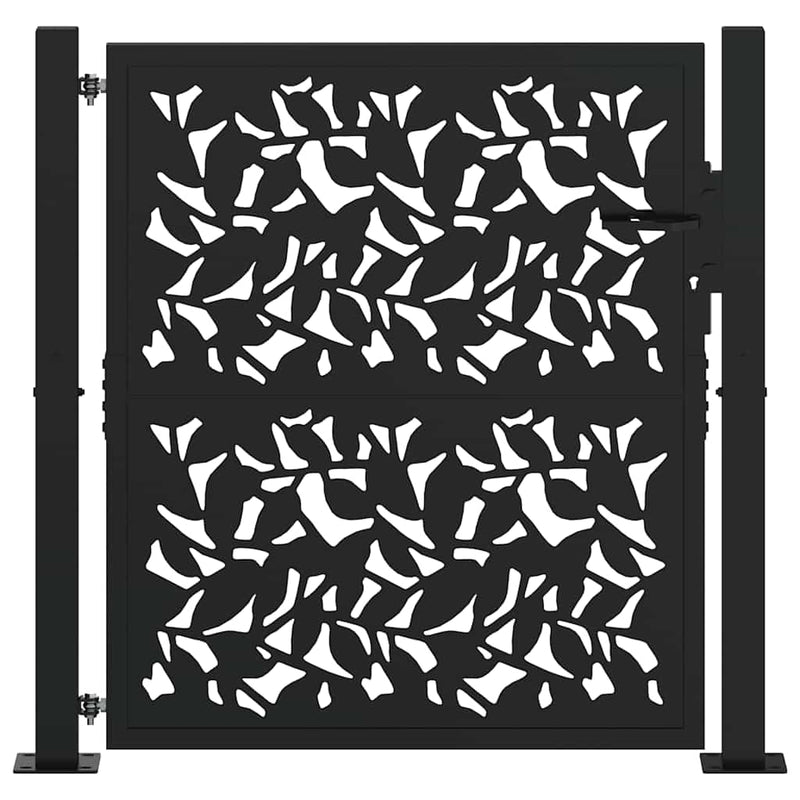 Chargez l'image dans la visionneuse de la galerie, Vidaxl poort met bladontwerp 100x100 cm staal zwart
