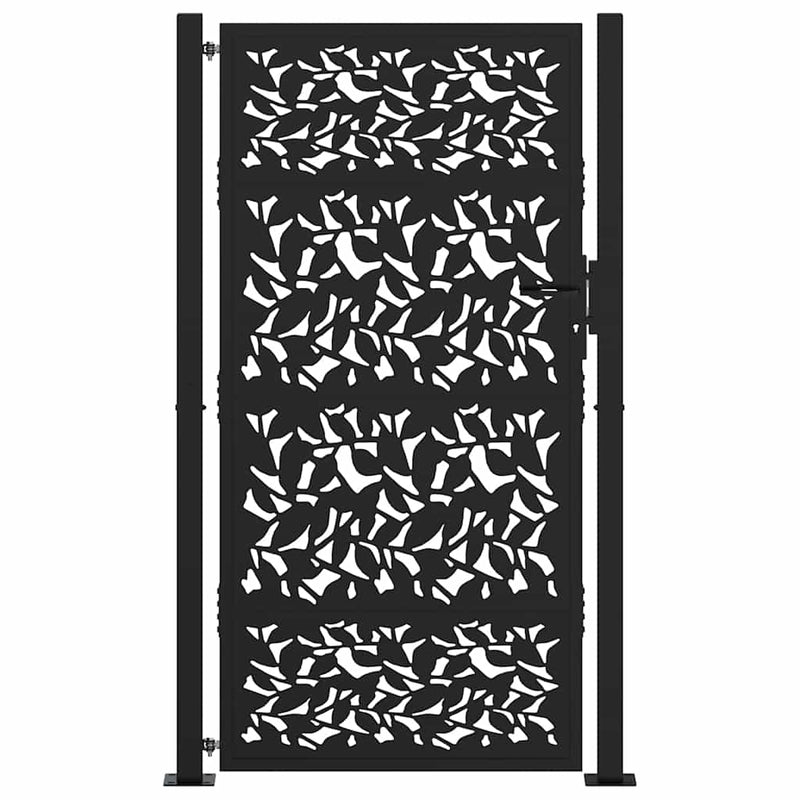 Afbeelding laden in galerijviewer, Vidaxl poort met bladontwerp 100x175 cm staal zwart