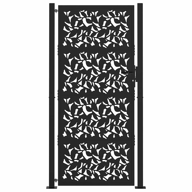 Chargez l'image dans la visionneuse de la galerie, Vidaxl poort met bladontwerp 100x200 cm staal zwart