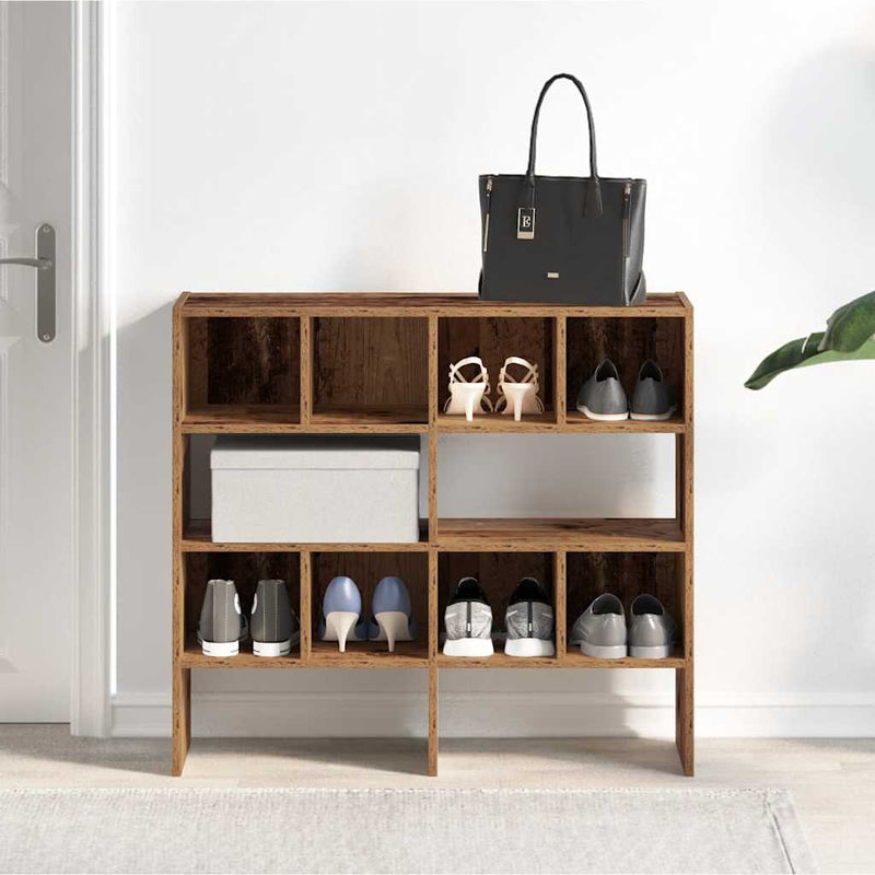 Load image into Gallery viewer, Vidaxl schoenenrekken 2 st stapelbaar 89,5x30x40 cm oud houtkleurig