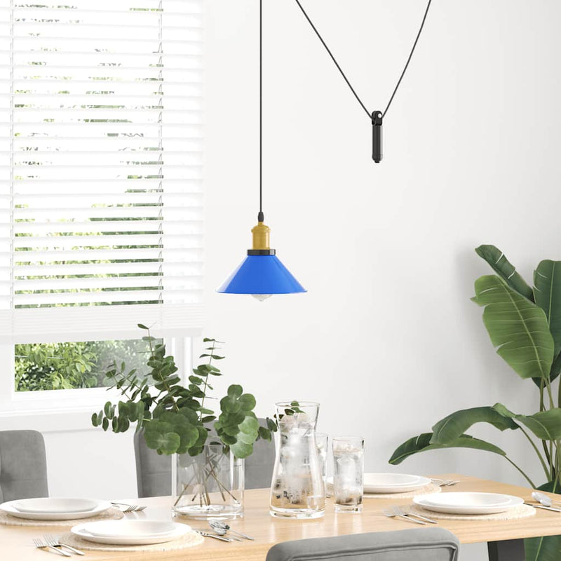 Chargez l'image dans la visionneuse de la galerie, Vidaxl hanglamp in hoogte verstelbaar e27 ø22 cm metaal donkerblauw