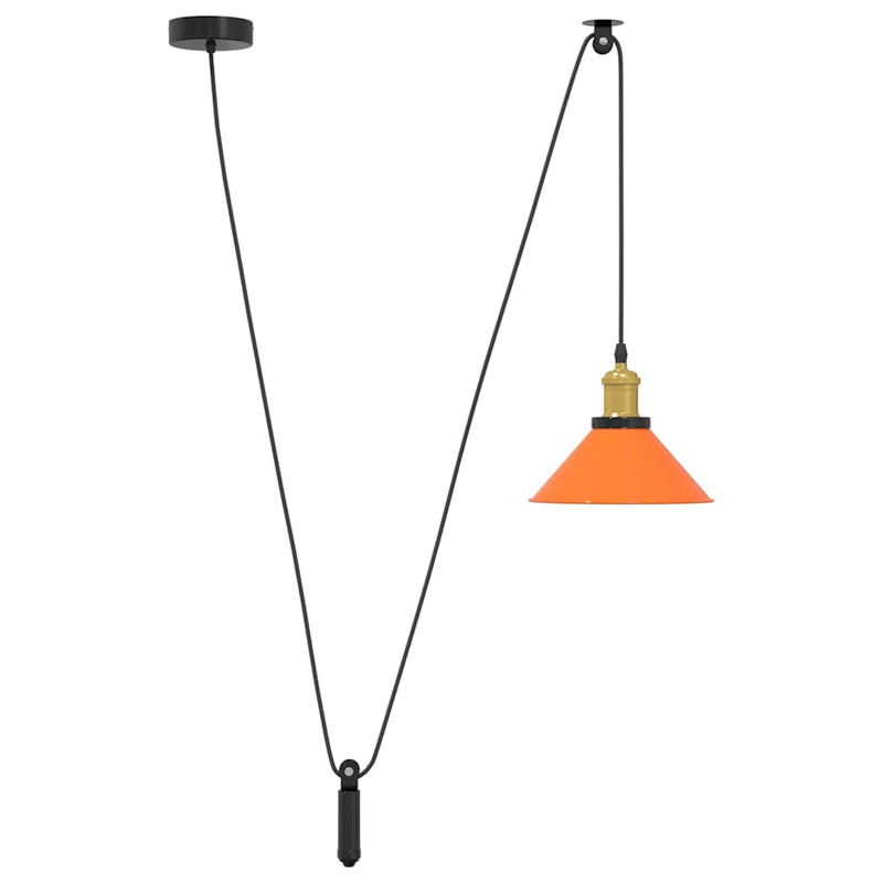 Afbeelding laden in galerijviewer, Vidaxl hanglamp in hoogte verstelbaar e27 ø22cm metaal glanzend oranje