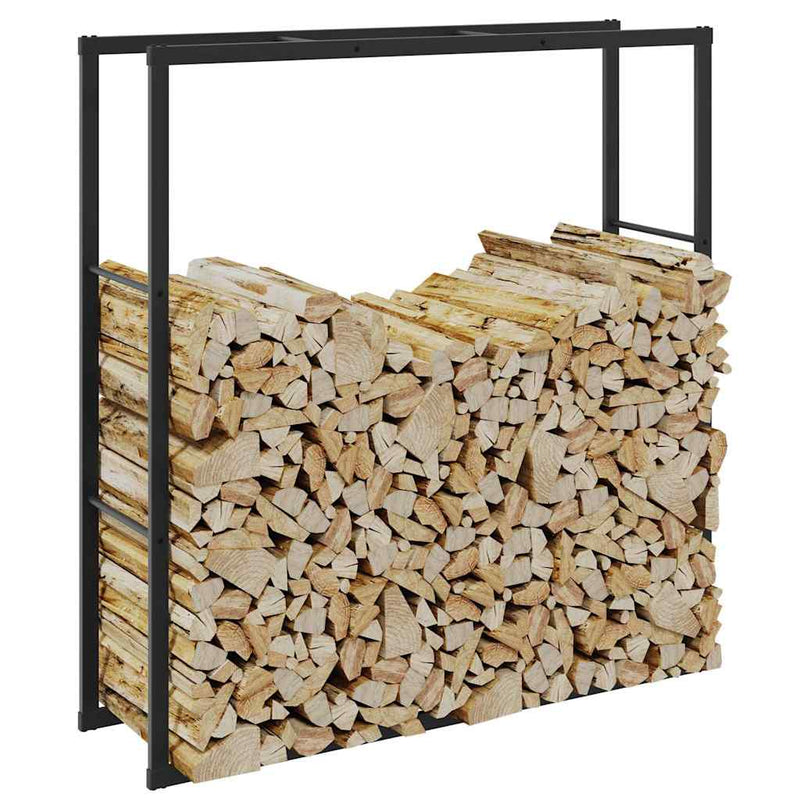 Afbeelding laden in galerijviewer, Vidaxl haardhoutrek 110x30x116 cm staal zwart