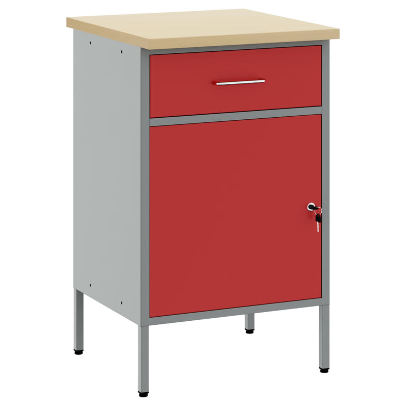 ギャラリービューアに画像をロードする, Vidaxl werkbank rood en grijs 50 x 55 x 85 cm engineered hout en staal