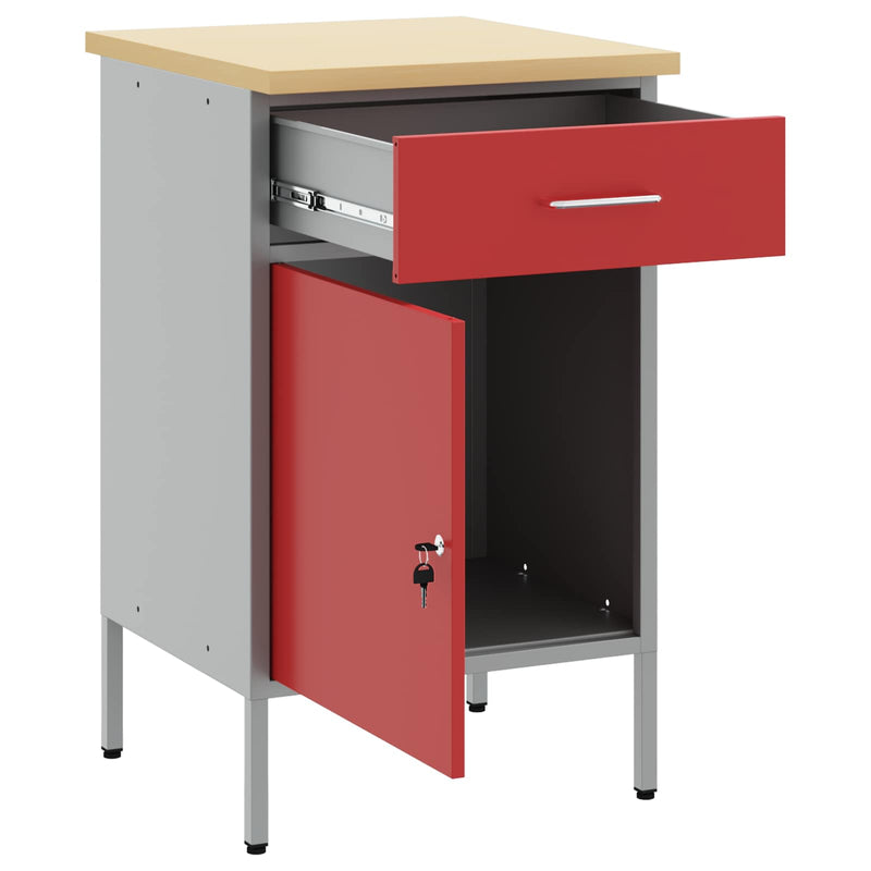 ギャラリービューアに画像をロードする, Vidaxl werkbank rood en grijs 50 x 55 x 85 cm engineered hout en staal
