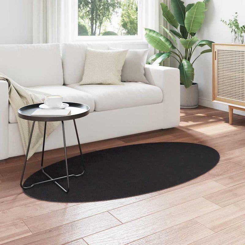 Chargez l'image dans la visionneuse de la galerie, Vidaxl vloerkleden ovaal huarte zwart 80 x 150 cm 100% polyester