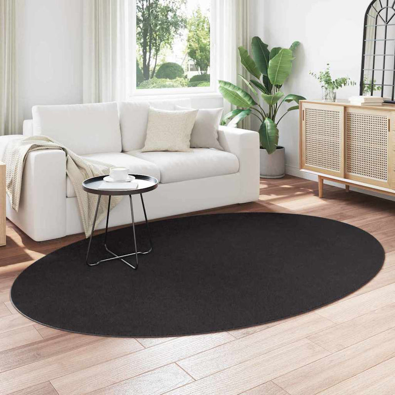 Chargez l'image dans la visionneuse de la galerie, Vidaxl vloerkleden ovaal huarte zwart 160 x 230 cm 100% polyester