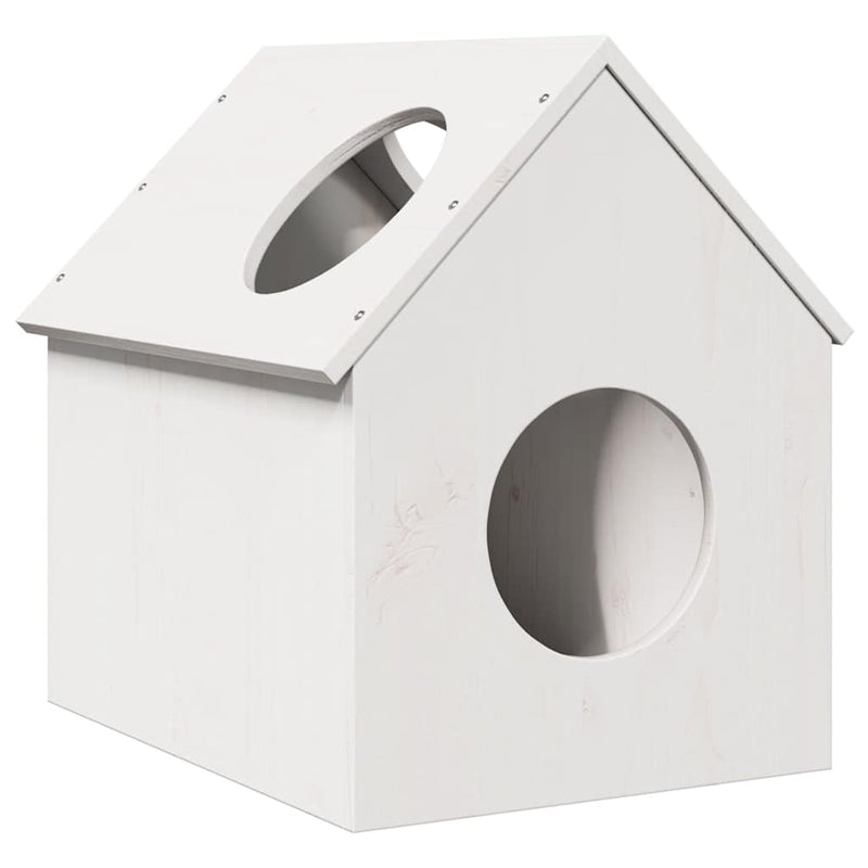 Afbeelding laden in galerijviewer, Vidaxl kattenhuis 41x50x50 cm massief grenenhout wit