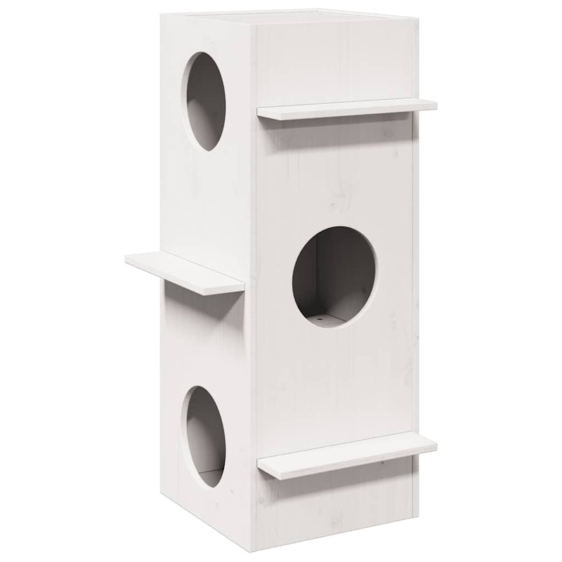 Load image into Gallery viewer, Vidaxl kattenhuis 43x43x90 cm massief grenenhout wit