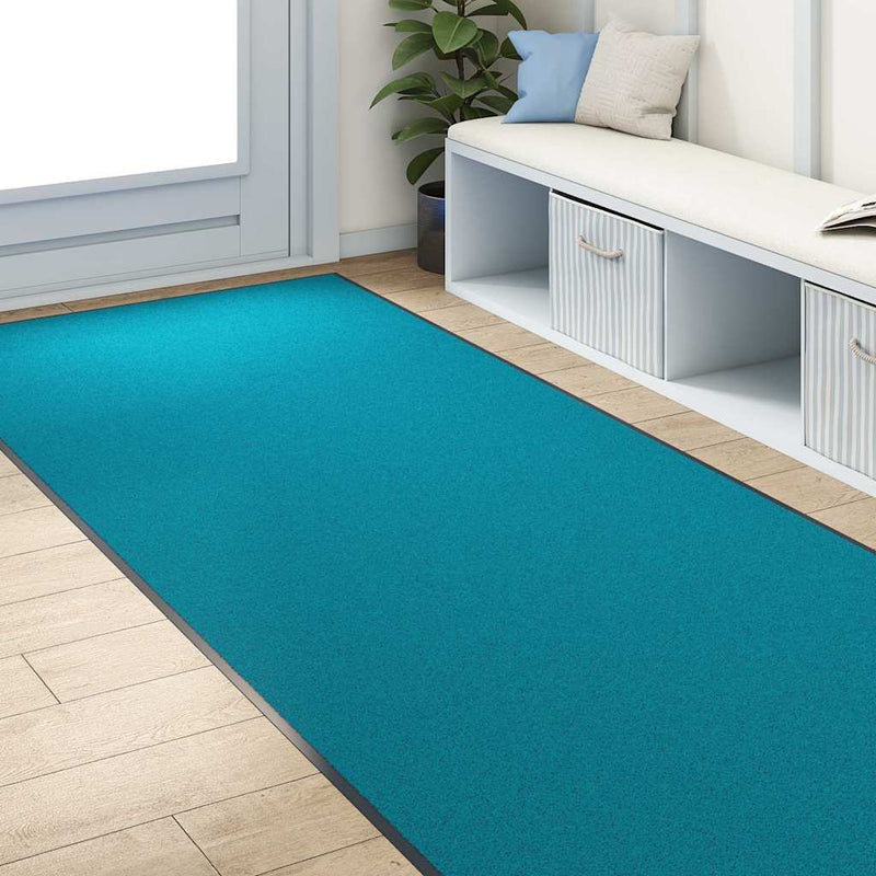 ギャラリービューアに画像をロードする, Vidaxl deurmat anders cyaan en zwart 120 x 300 cm polyamide en pvc