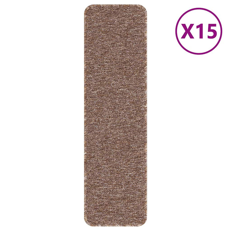 Afbeelding laden in galerijviewer, Vidaxl antislip trapmatten latex achterkant 15 pcs bruin 75 x 20 cm pp