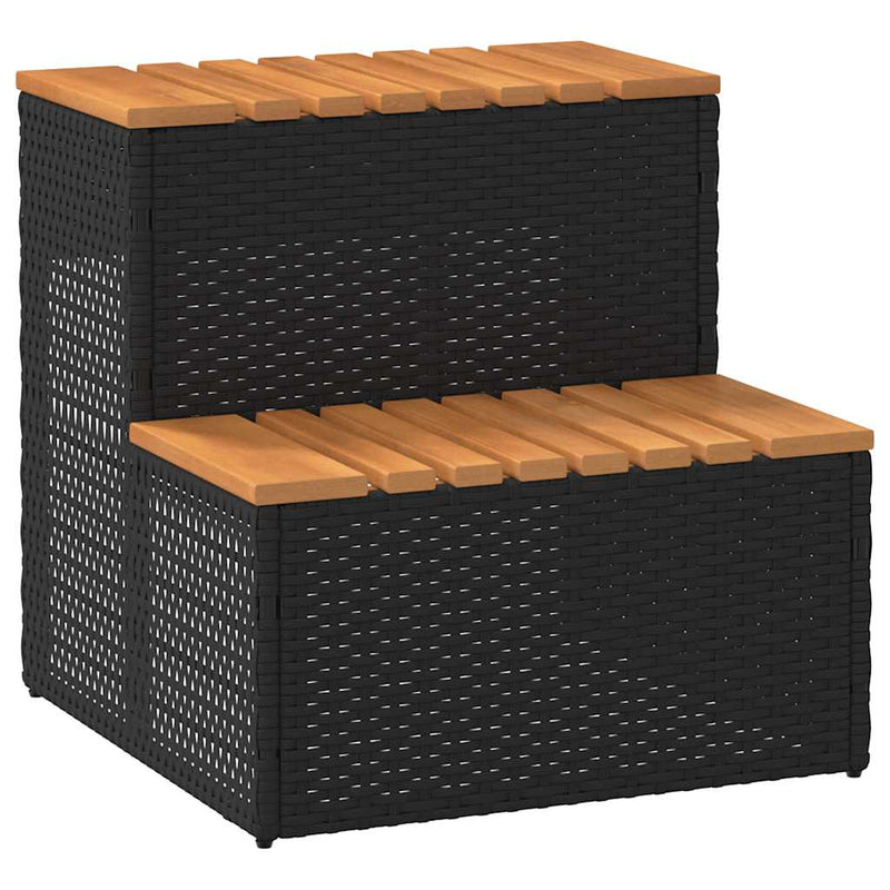 Load image into Gallery viewer, Vidaxl hottub-opstap 50x50x50,5cm poly rattan massief acaciahout zwart