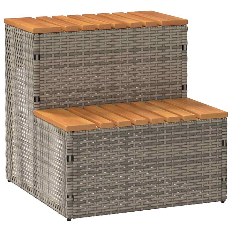 Load image into Gallery viewer, Vidaxl hottub-opstap 50x50x50,5cm poly rattan massief acaciahout grijs