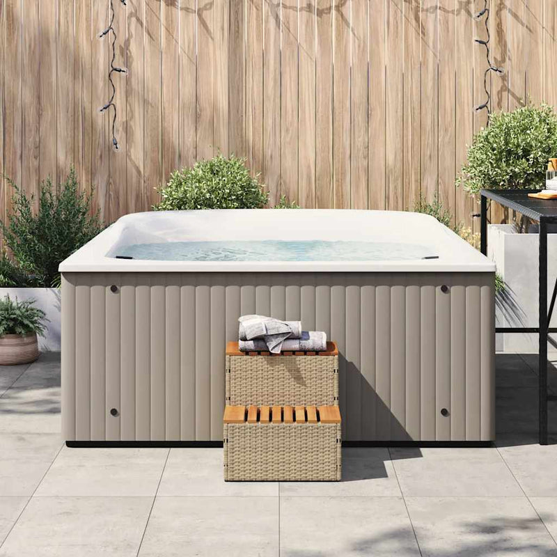 Load image into Gallery viewer, Vidaxl hottub-opstap 50x50x50,5cm poly rattan massief acaciahout beige