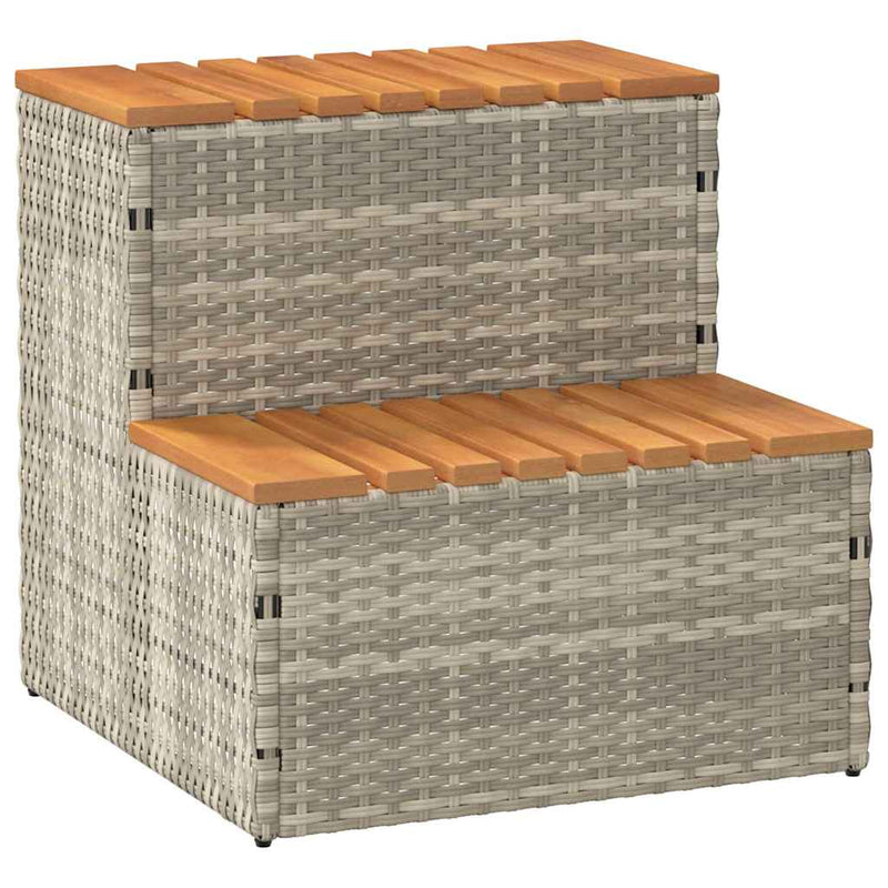 Load image into Gallery viewer, Vidaxl hottub-opstap 50x50x50,5 cm poly rattan massief acaciahout