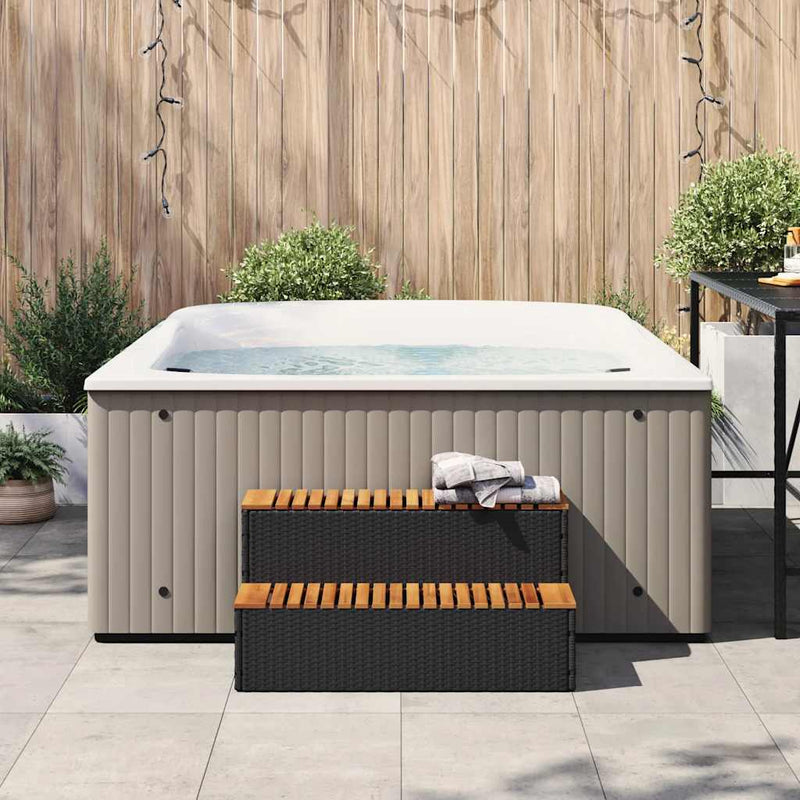 Load image into Gallery viewer, Vidaxl hottub-opstap 100x50x50,5 cm poly rattan massief acaciahout