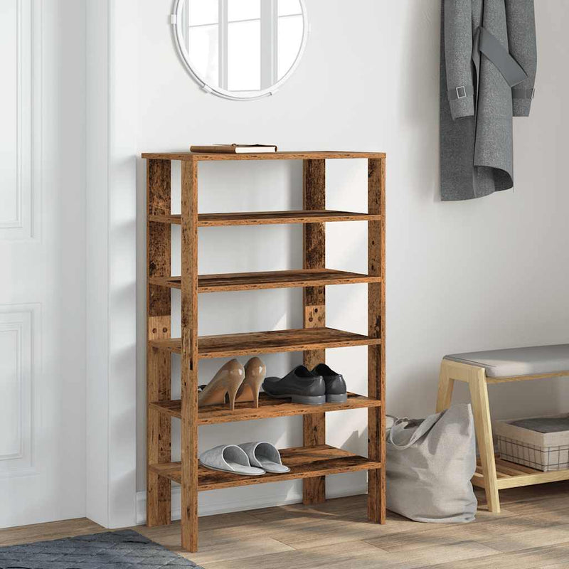 Load image into Gallery viewer, Vidaxl schoenenrek 61x32x105 cm bewerkt hout oud houtkleurig