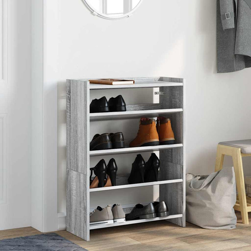 Load image into Gallery viewer, Vidaxl schoenenrek 60x25x81 cm bewerkt hout grijs sonoma eikenkleurig