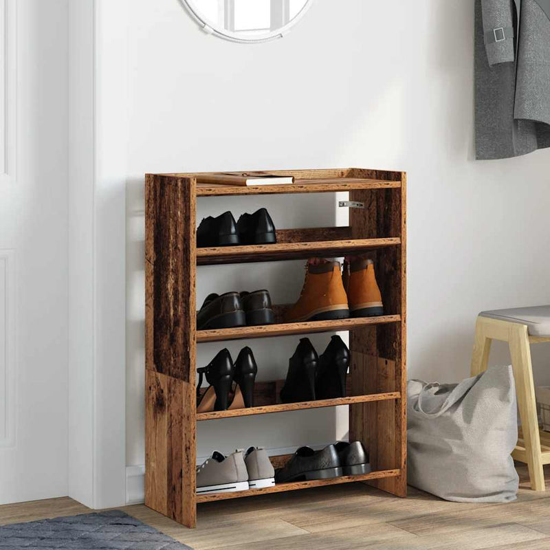 Load image into Gallery viewer, Vidaxl schoenenrek 60x25x81 cm bewerkt hout oud houtkleurig