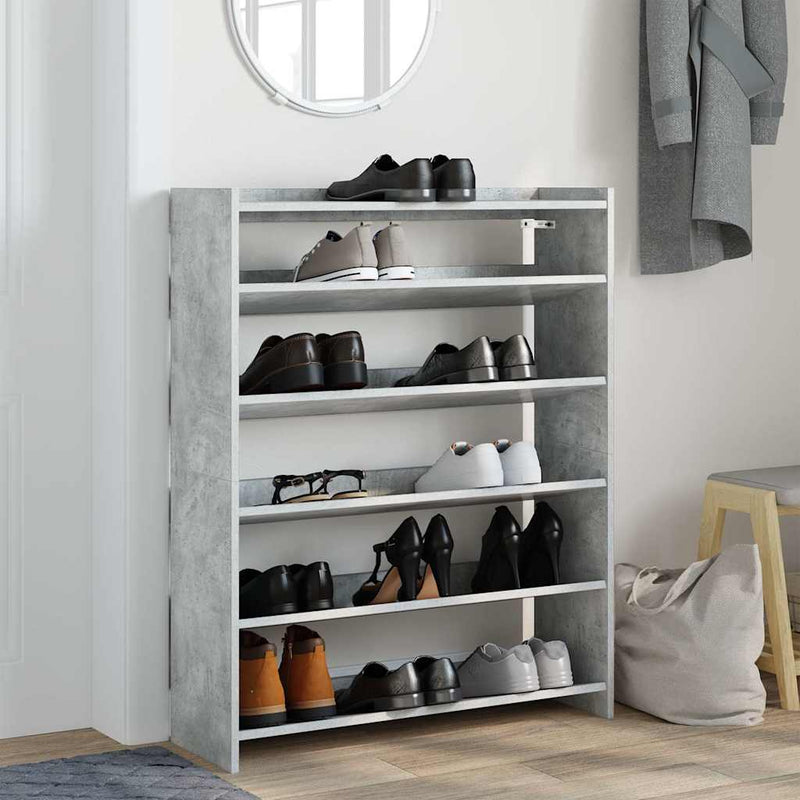 Afbeelding laden in galerijviewer, Vidaxl schoenenkast 80x25x100 cm bewerkt hout betongrijs