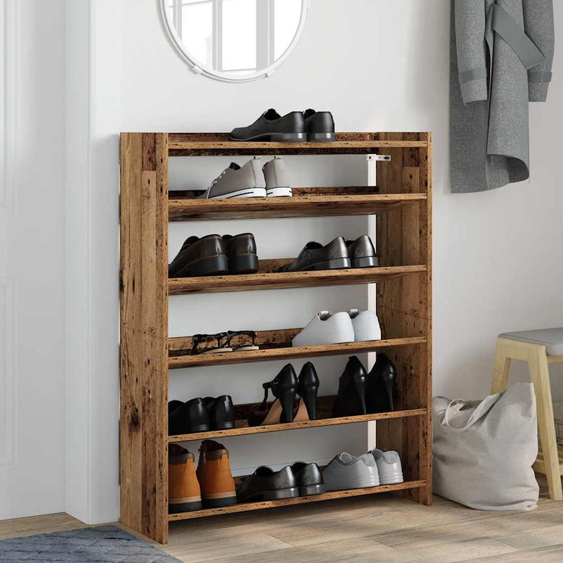 Load image into Gallery viewer, Vidaxl schoenenrek 80x25x100 cm bewerkt hout oud houtkleurig