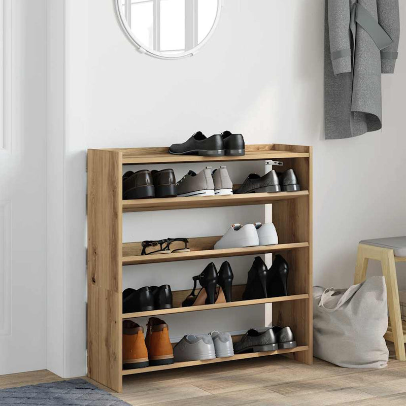 Load image into Gallery viewer, Vidaxl schoenenrek 80x25x81 cm bewerkt hout artisanaal eikenkleur