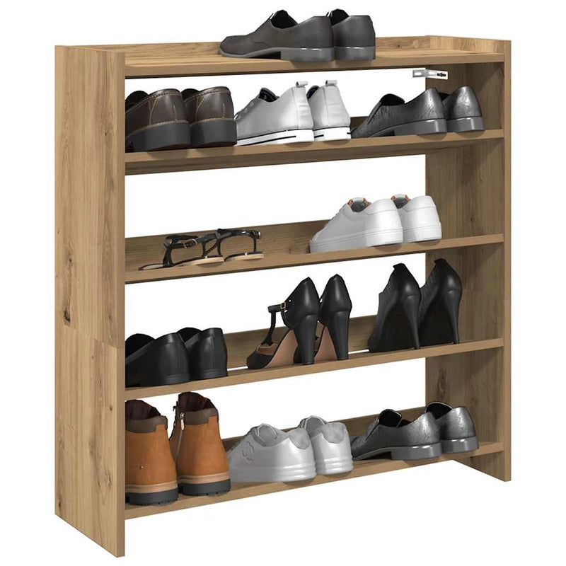 Load image into Gallery viewer, Vidaxl schoenenrek 80x25x81 cm bewerkt hout artisanaal eikenkleur