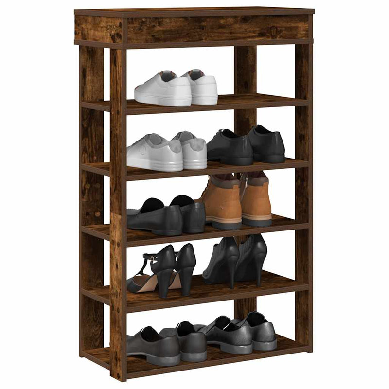 Load image into Gallery viewer, Vidaxl schoenenrek 60x30x98 cm bewerkt hout gerookt eikenkleurig