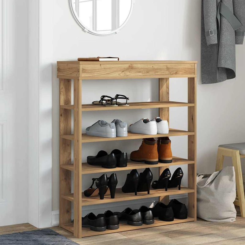Load image into Gallery viewer, Vidaxl schoenenrek 80x30x98 cm bewerkt hout artisanaal eikenkleur