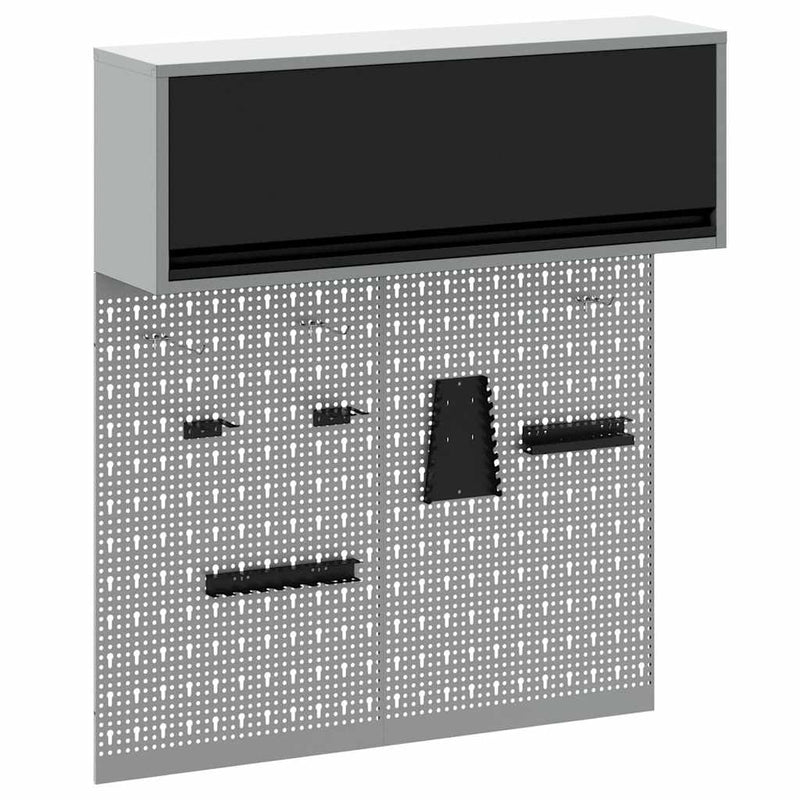 Chargez l'image dans la visionneuse de la galerie, Vidaxl gereedschapskast set met plank 3 pcs zwart gepoedercoat staal