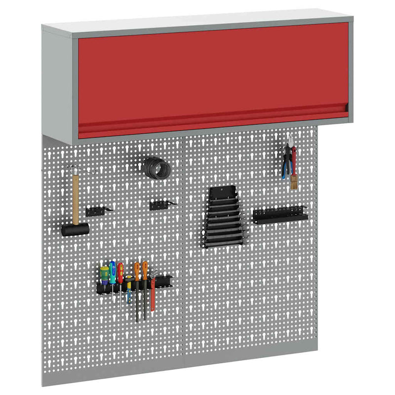 Chargez l'image dans la visionneuse de la galerie, Vidaxl gereedschapskast set met plank 3 pcs rood gepoedercoat staal