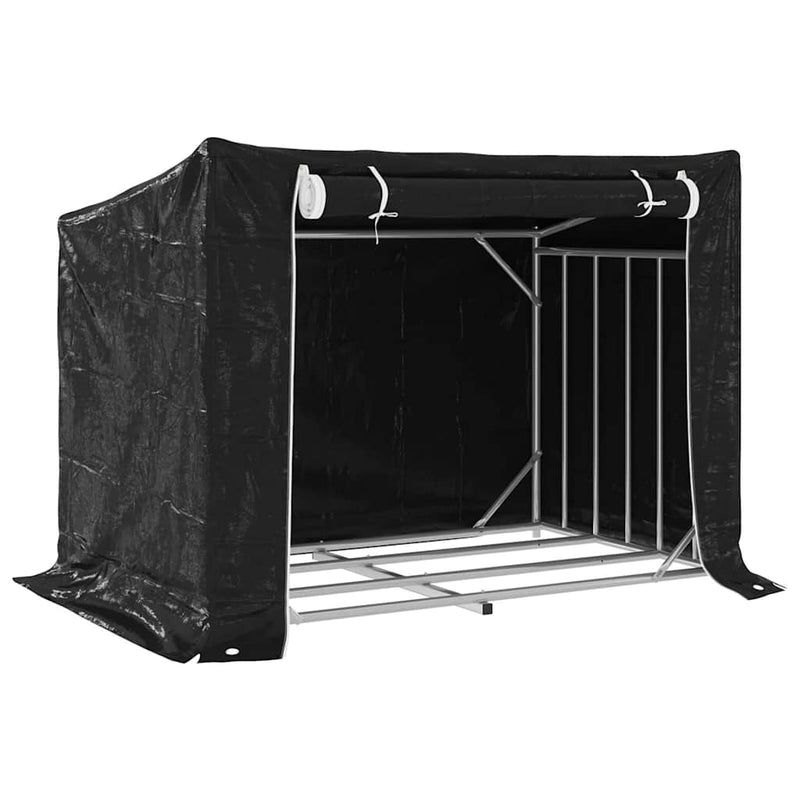 Load image into Gallery viewer, Vidaxl haardhoutrek met regenhoes 150,5x100,5x110,5 cm staal