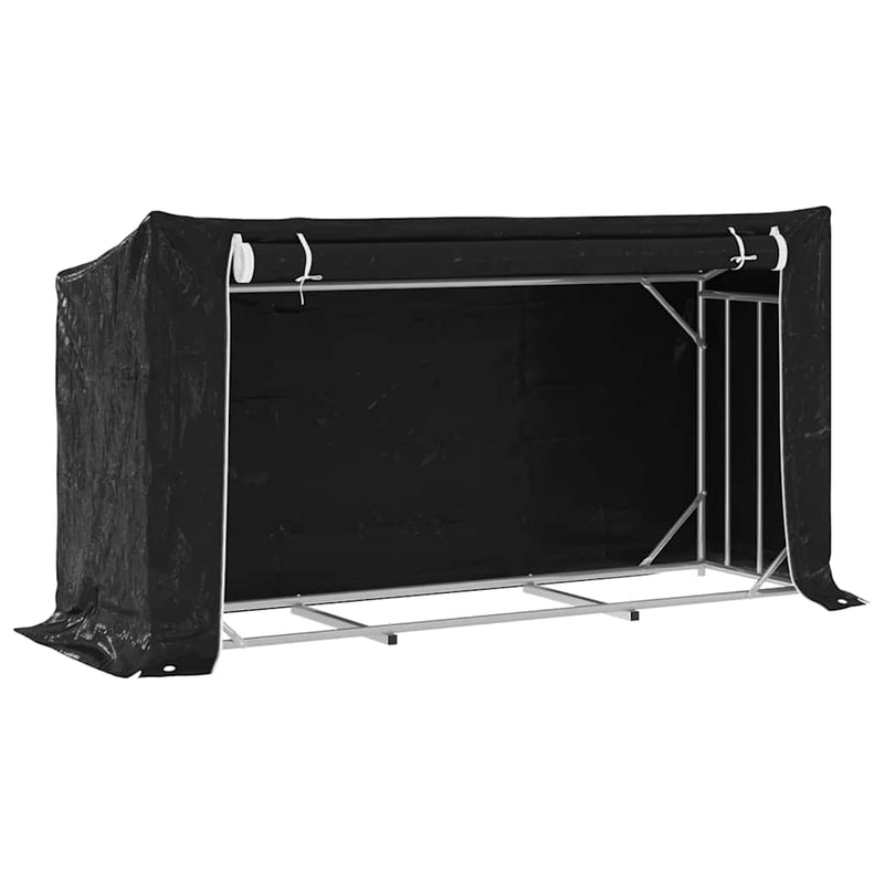 Load image into Gallery viewer, Vidaxl haardhoutrek met regenhoes 200,5x60,5x110,5 cm staal