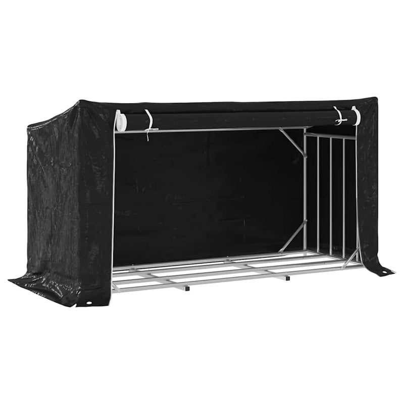 Load image into Gallery viewer, Vidaxl haardhoutrek met regenhoes 200,5x80,5x110,5 cm staal