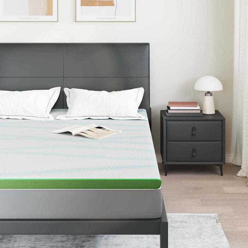 Afbeelding laden in galerijviewer, Vidaxl matrastopper wit en groen 140 x 190 cm jacquard stof